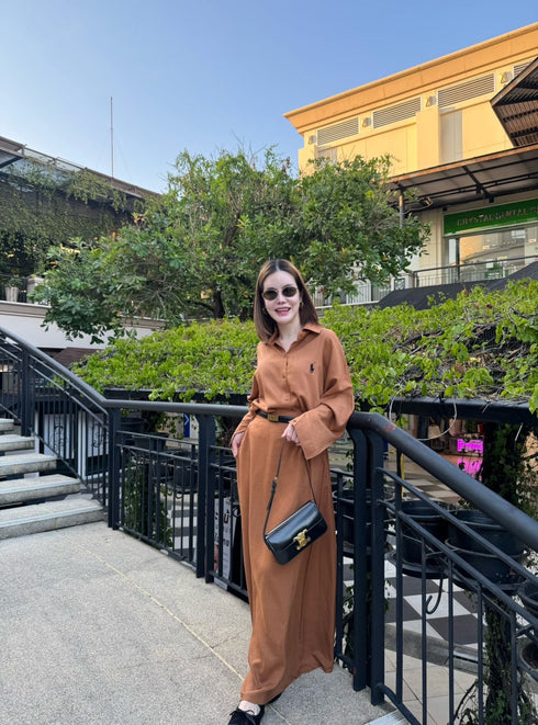 Women Collar Down Casual Shirts With Skirts and Belt Sets